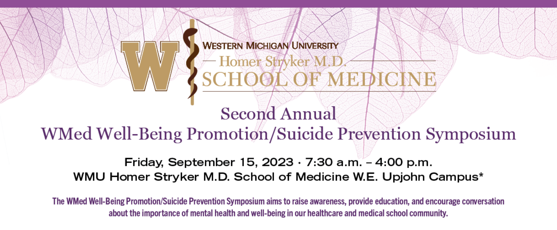 WMed Well-Being Promotion/Suicide Prevention Symposium 2023 Banner